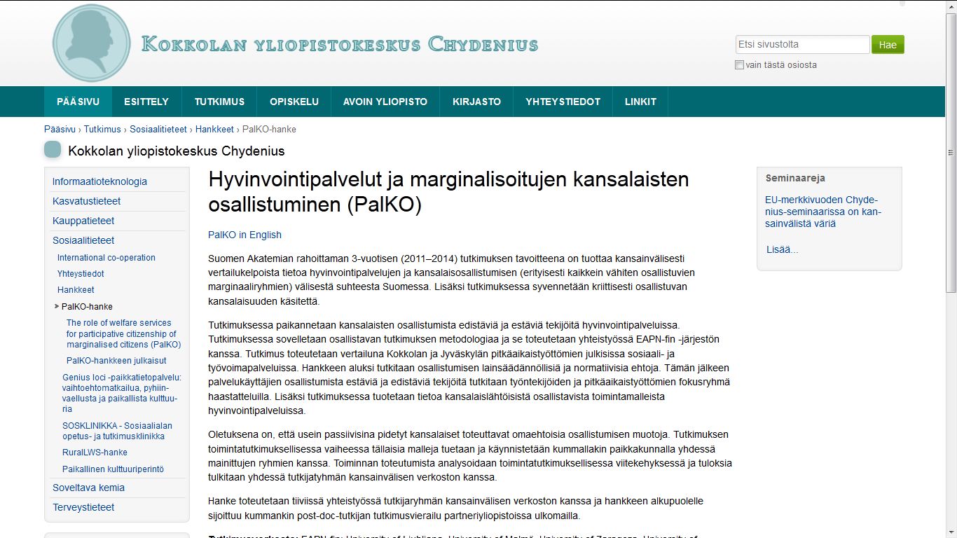 Hyvinvointipalvelut ja marginalisoitujen kansalaisten osallistuminen…