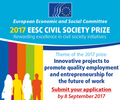 Euroopan talous- ja sosiaalikomitea palkitsee tänä vuonna työn tulevaisuuden turvaamiseen tähtääviä, innovatiivisia kansalaisyhteiskunnan hankkeita laadukkaiden työpaikkojen ja yrittäjyyden edistämiseksi.