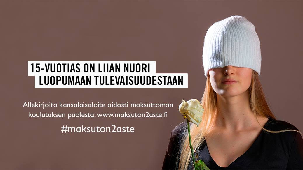 Allekirjoita kansalaisaloite toisen asteen koulutuksen maksuttomuudesta!