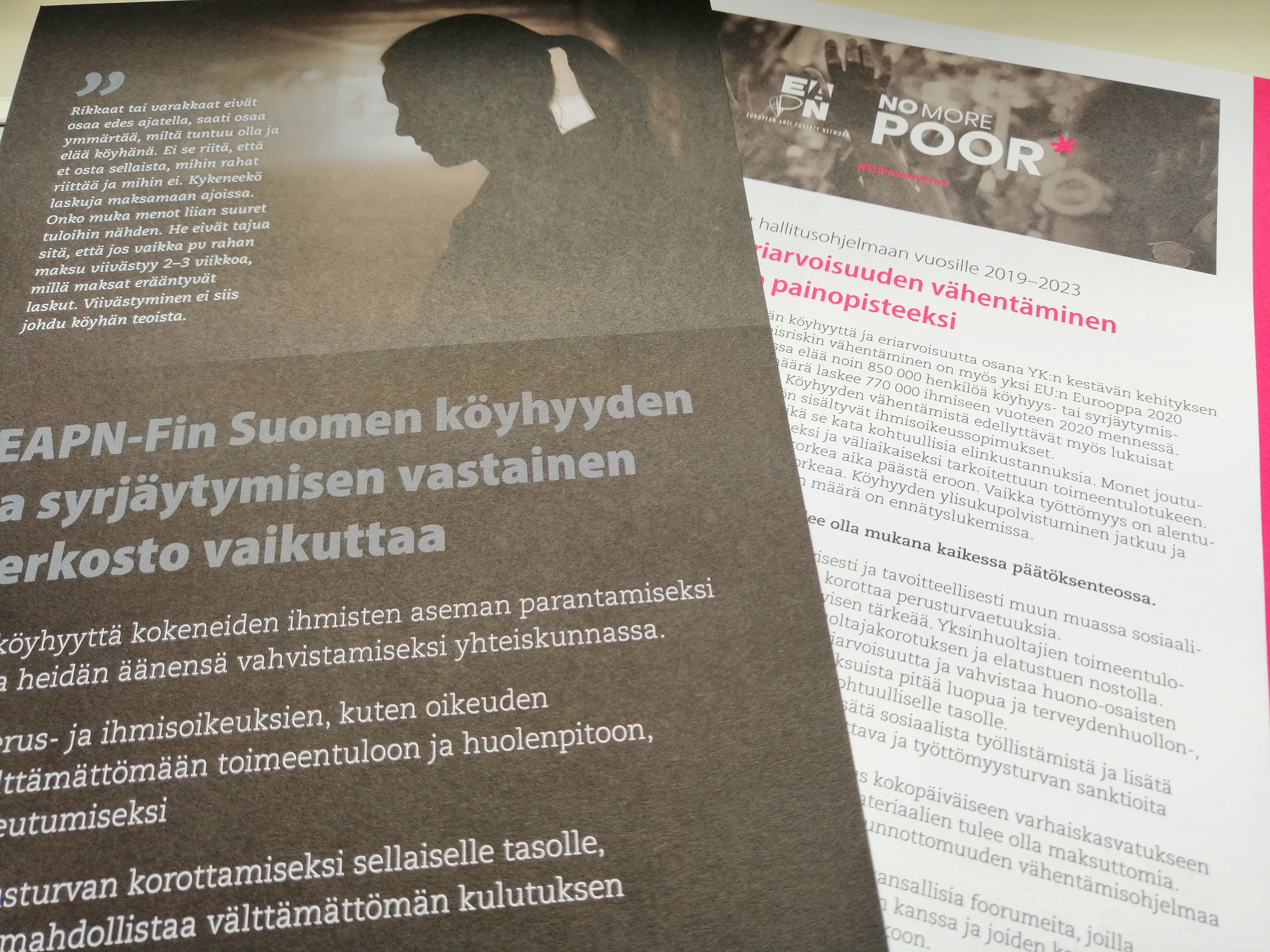 EAPN-Finille uusi yleisesite ja eduskunta- ja eurovaaliesite