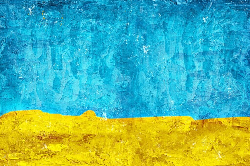Suorakaide, jossa Ukrainan lipun sininen ja keltainen väri