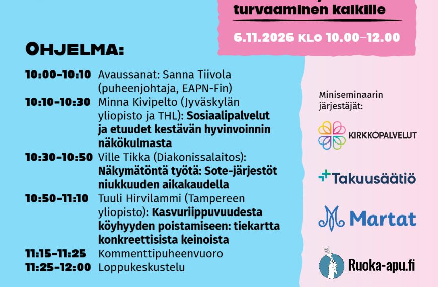 Miniseminaari: Miten niukkuutta jaetaan oikeudenmukaisesti? Kestävän hyvinvoinnin turvaaminen kaikille